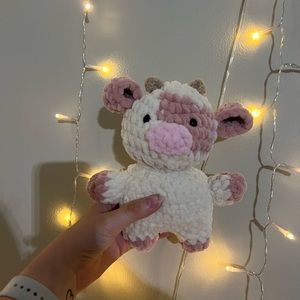 Pink Crochet Cow